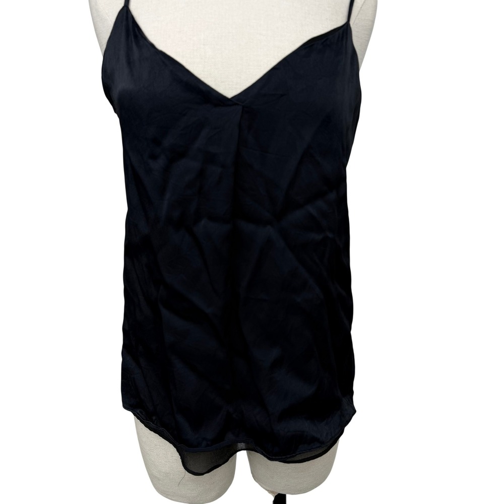Fab'rik Black "silk feel" V-Neck Spaghetti Strap Camisole Tank Top Womens Medium